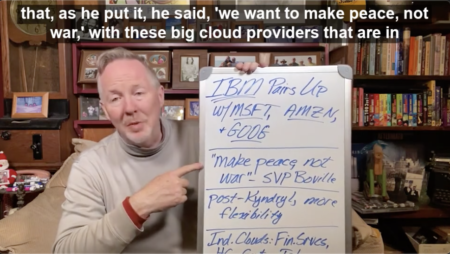 Screengrab from Cloud Wars Minute episode on IBM partnerships with Microsoft and Amazon