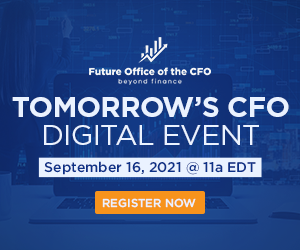Designed graphic promoting Tomorrow's CFO Digital Event