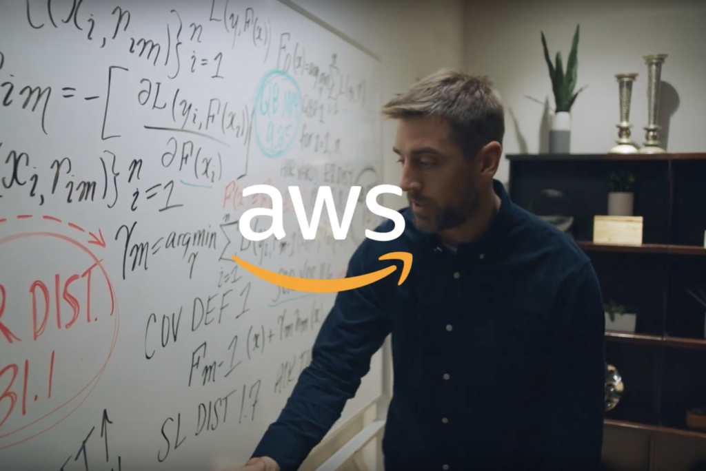 Screenshot from one of the AWS Super Bowl Ads with Aaron Rodgers