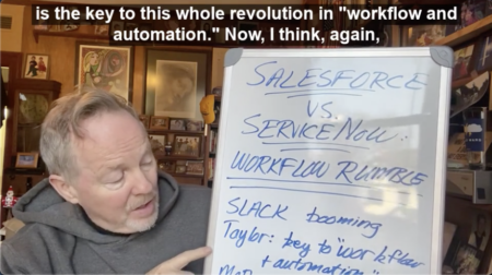 Screengrab from Cloud Wars Minute episode on Salesforce and Slack workflow