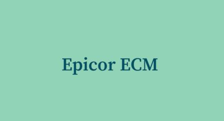 Aqua background with teal text that reads 'Epicor ECM'