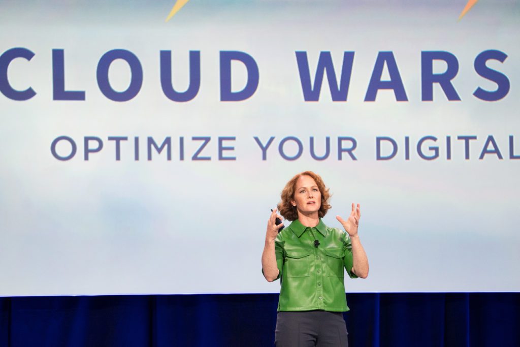 SAP Chief Marketing and Solutions Officer Julia White addressed the severe supply chain crisis during Cloud Wars Expo at Moscone West Convention Center in San Francisco, California, on Tuesday, June 28, 2022. (Photo by Don Feria)