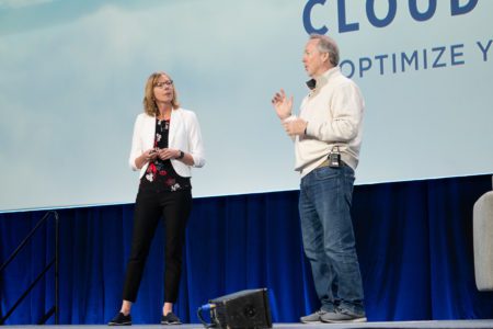 Rosie Matstrandrea of Microsoft speaking on sustainability at her Cloud Wars Expo keynote