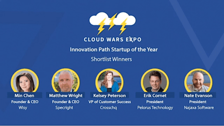 Screengrab from podcast with Cloud Wars Expo Innovation Path finalists