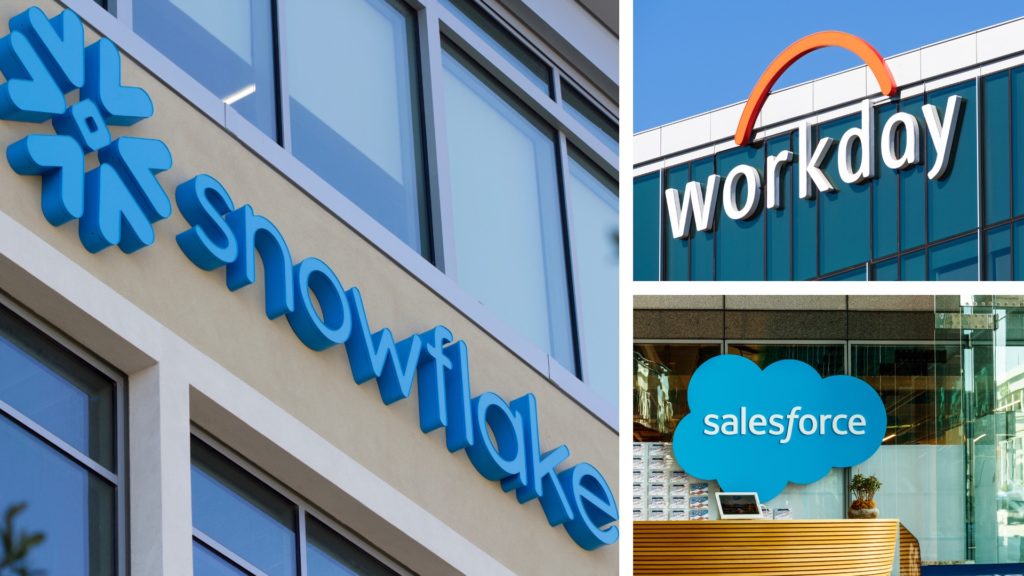 Cloud Wars Growth Projections - Salesforce, Workday, Snowflake