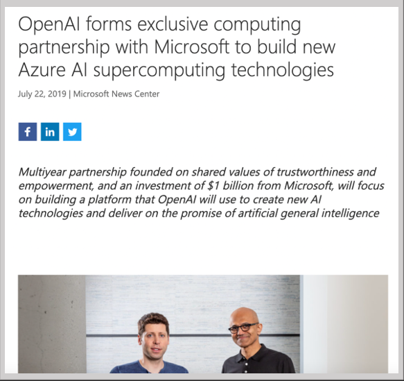 OpenAI and Microsoft partner to build Azure AI supercomputing